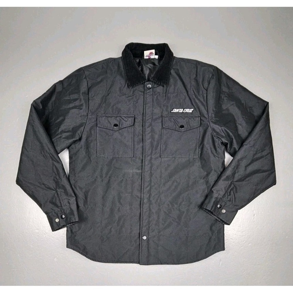 Santa Cruz Skater Jacket Mens Med. Black Strip Logo Skateboarding Shacket Coat
